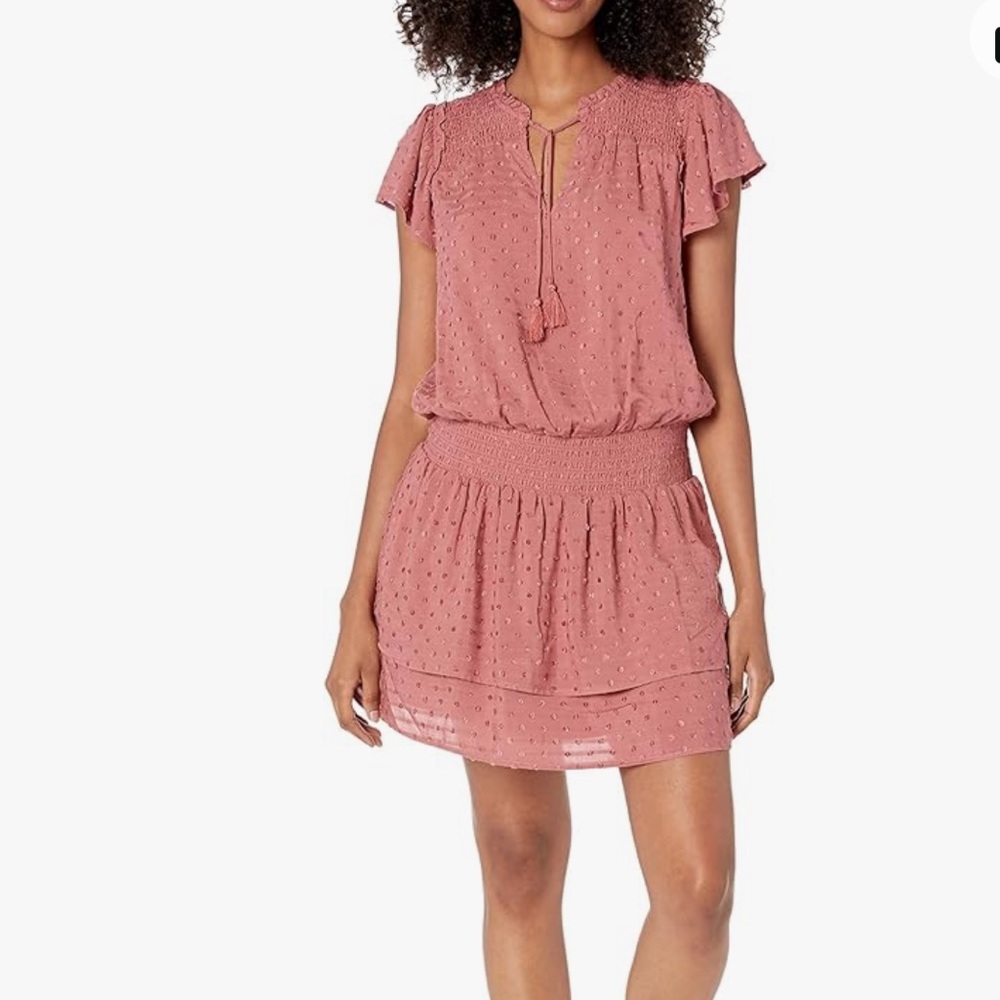 PAIGE Dusty Rose Swiss Dot Short Dress